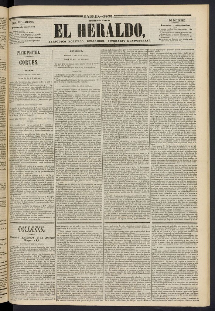 Miniatura de El heraldo, periódico de la tarde del 8 de diciembre de 1843