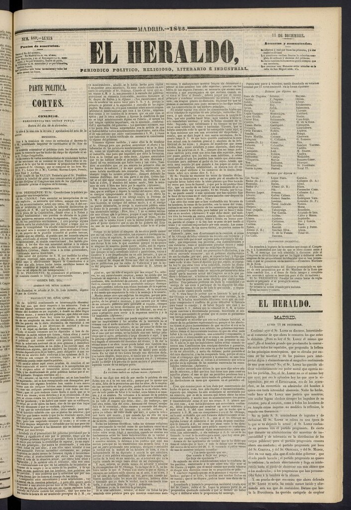 Miniatura de El heraldo, periódico de la tarde del 11 de diciembre de 1843
