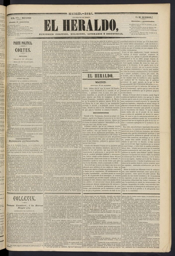 Miniatura de El heraldo, periódico de la tarde del 20 de diciembre de 1843