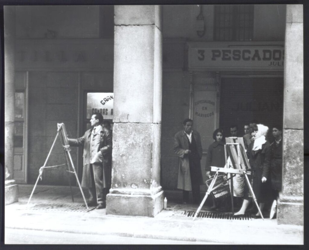 Miniatura de Pintores en los soportales de la Plaza Mayor