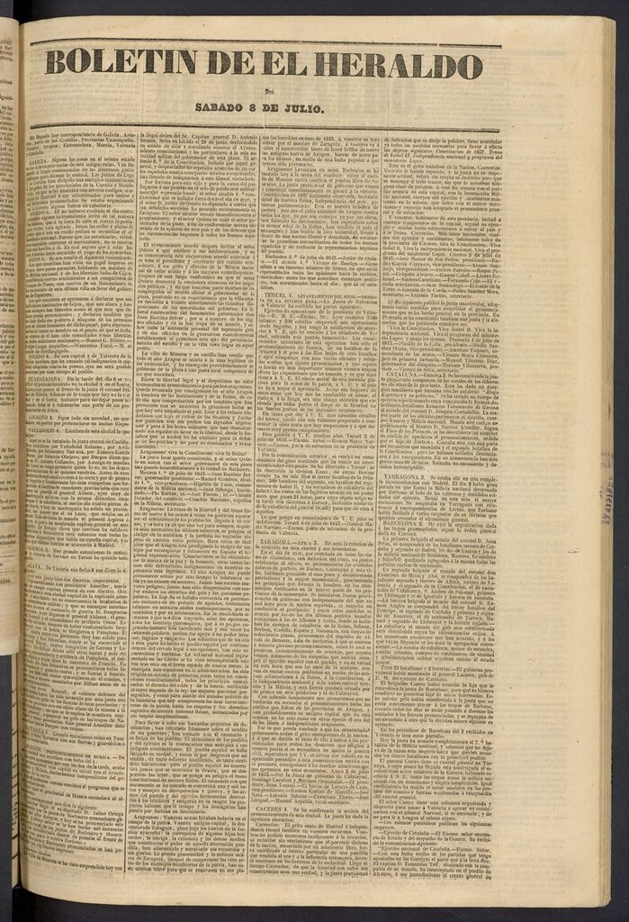 Miniatura de El heraldo, periódico de la tarde del 8 de julio de 1843, boletín