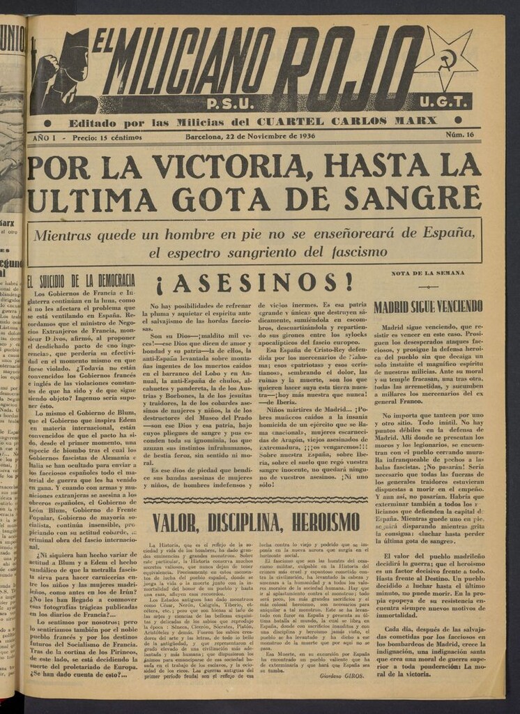 Miniatura de El Miliciano Rojo del 22 de noviembre de 1936