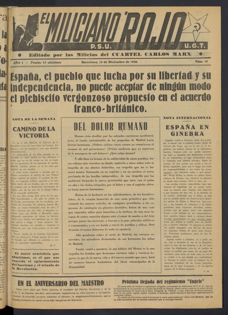 Miniatura de El Miliciano Rojo del 13 de diciembre de 1936