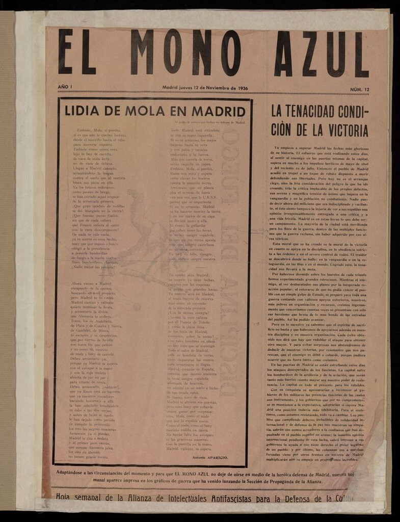 Miniatura de El Mono Azul del 12 de noviembre de 1936