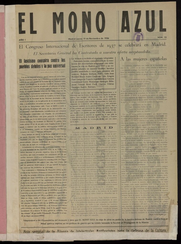 Miniatura de El Mono Azul del 19 de noviembre de 1936