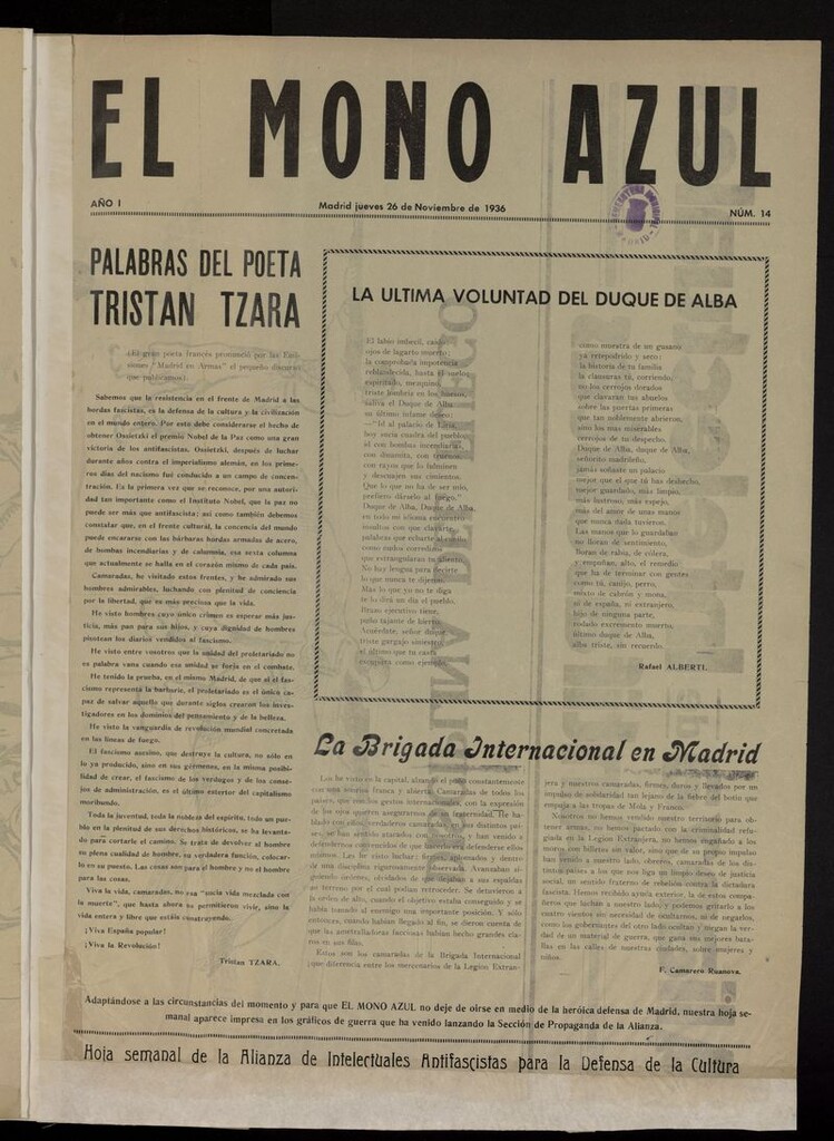 Miniatura de El Mono Azul del 26 de noviembre de 1936