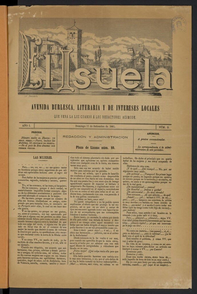 Miniatura de El Isuela (Huesca, 1881) del 11 de septiembre de 1881