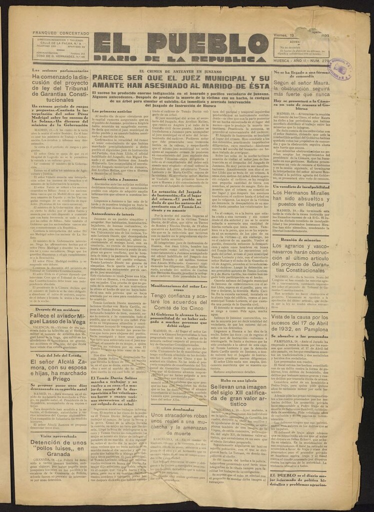Miniatura de El Pueblo (Huesca. 1932) del 19 de mayo de 1933