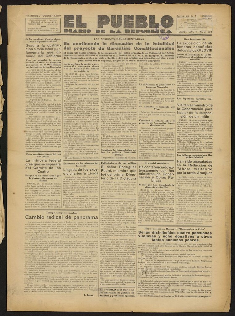 Miniatura de El Pueblo (Huesca. 1932) del 25 de mayo de 1933