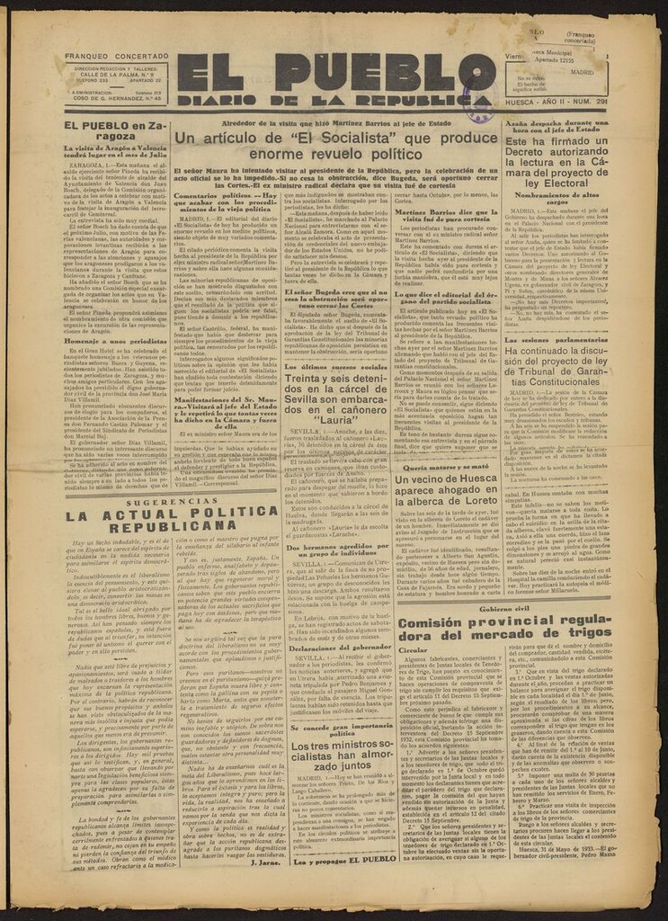 Miniatura de El Pueblo (Huesca. 1932) del 2 de junio de 1933