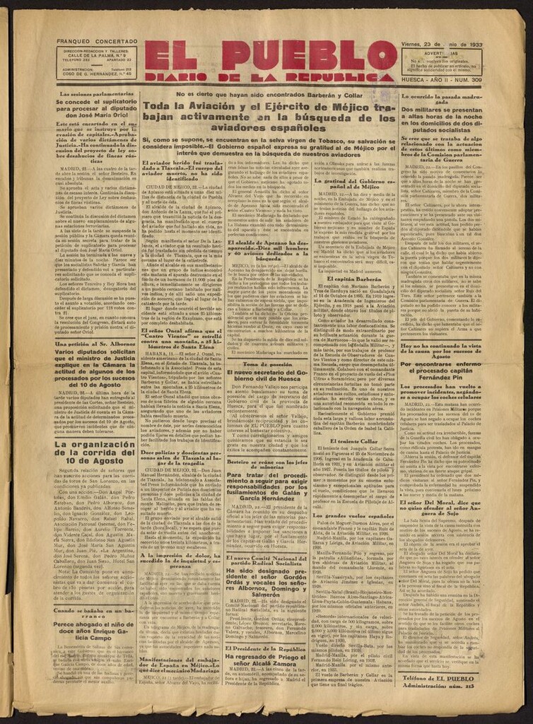 Miniatura de El Pueblo (Huesca. 1932) del 23 de junio de 1933