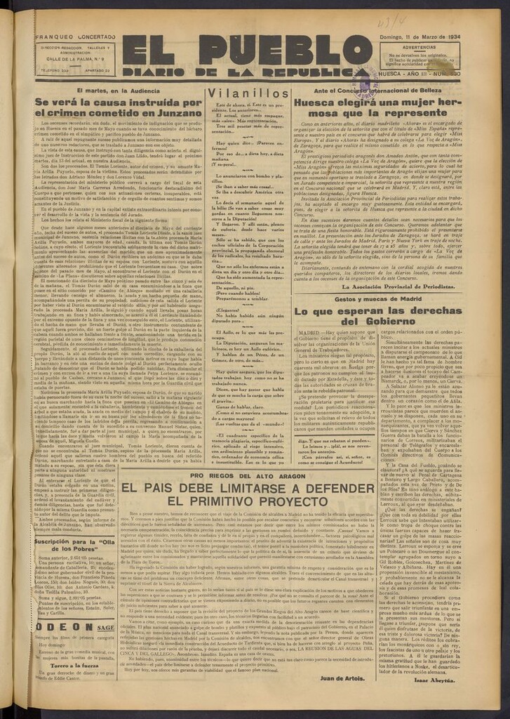 Miniatura de El Pueblo (Huesca. 1932) del 11 de marzo de 1934