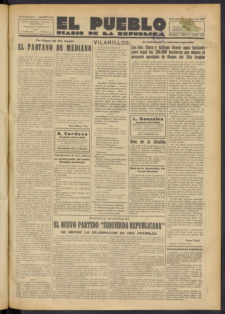 Miniatura de El Pueblo (Huesca. 1932) del 14 de marzo de 1934