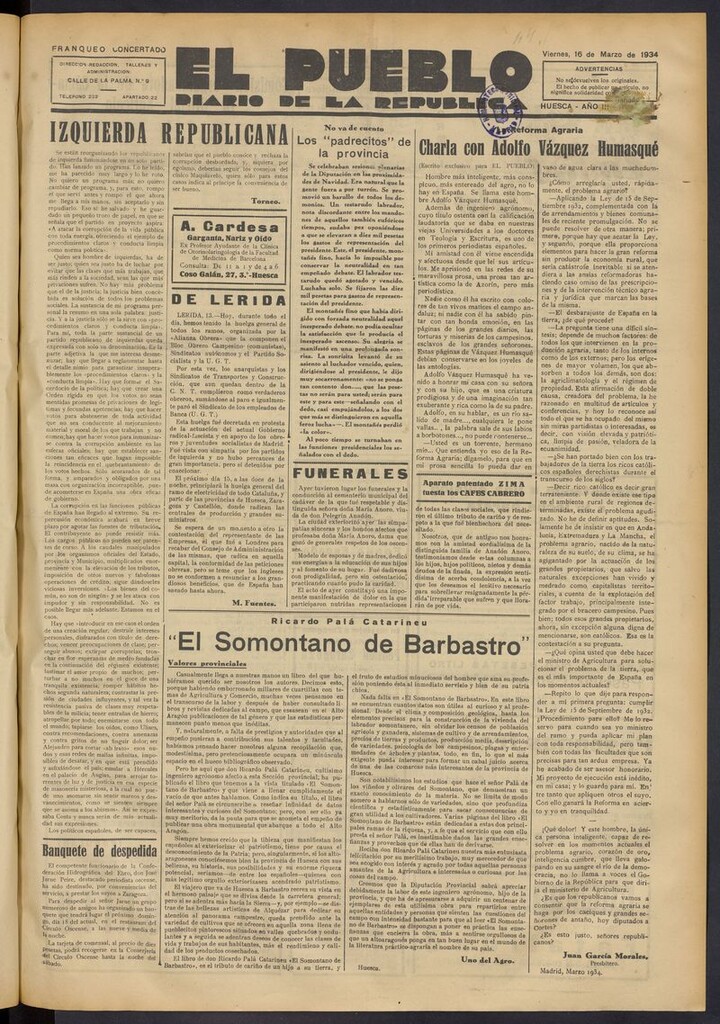 Miniatura de El Pueblo (Huesca. 1932) del 16 de marzo de 1934