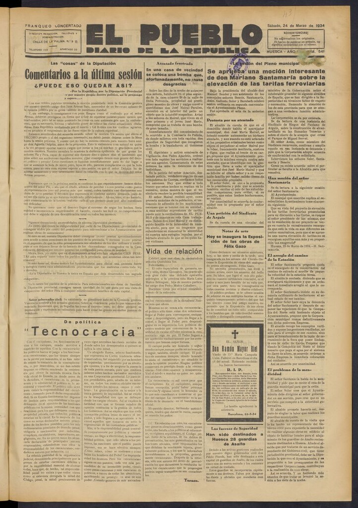 Miniatura de El Pueblo (Huesca. 1932) del 24 de marzo de 1934