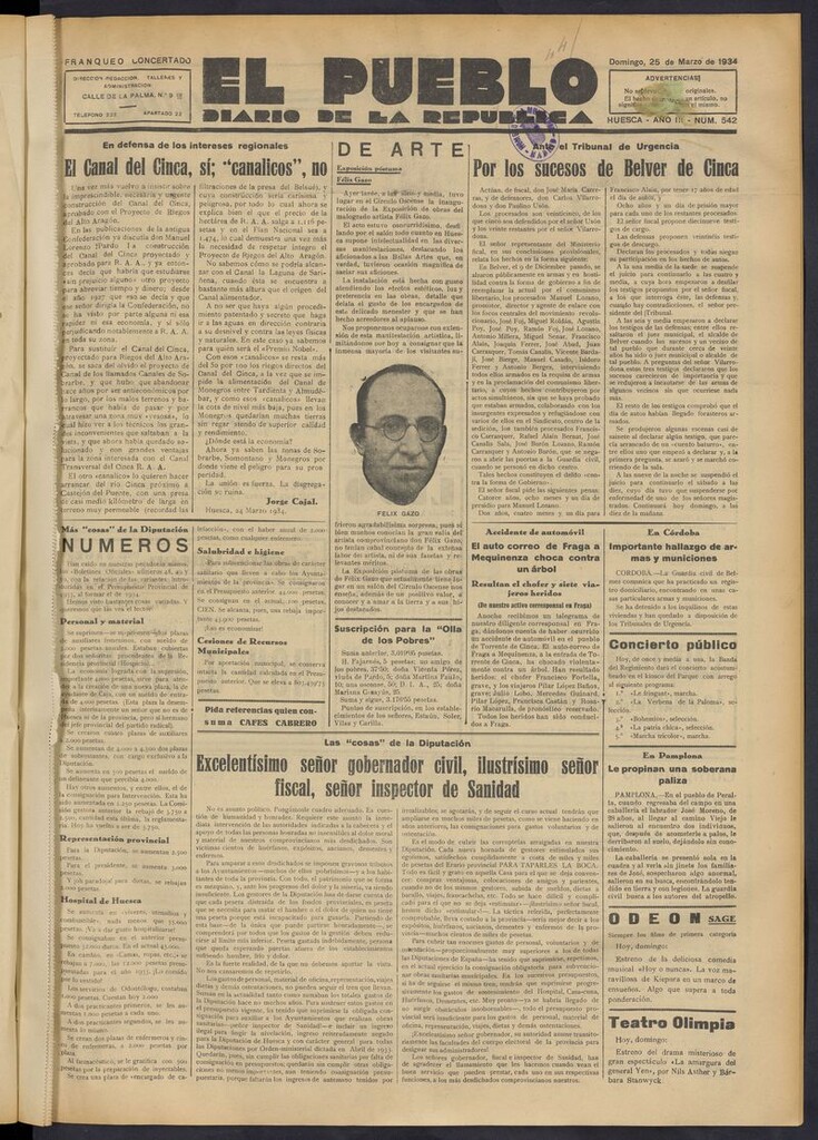 Miniatura de El Pueblo (Huesca. 1932) del 25 de marzo de 1934