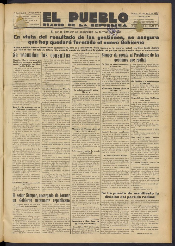 Miniatura de El Pueblo (Huesca. 1932) del 28 de abril de 1934