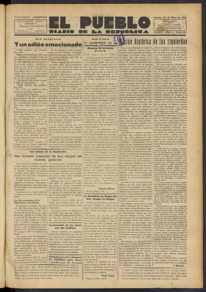 Miniatura de El Pueblo (Huesca. 1932) del 25 de mayo de 1934