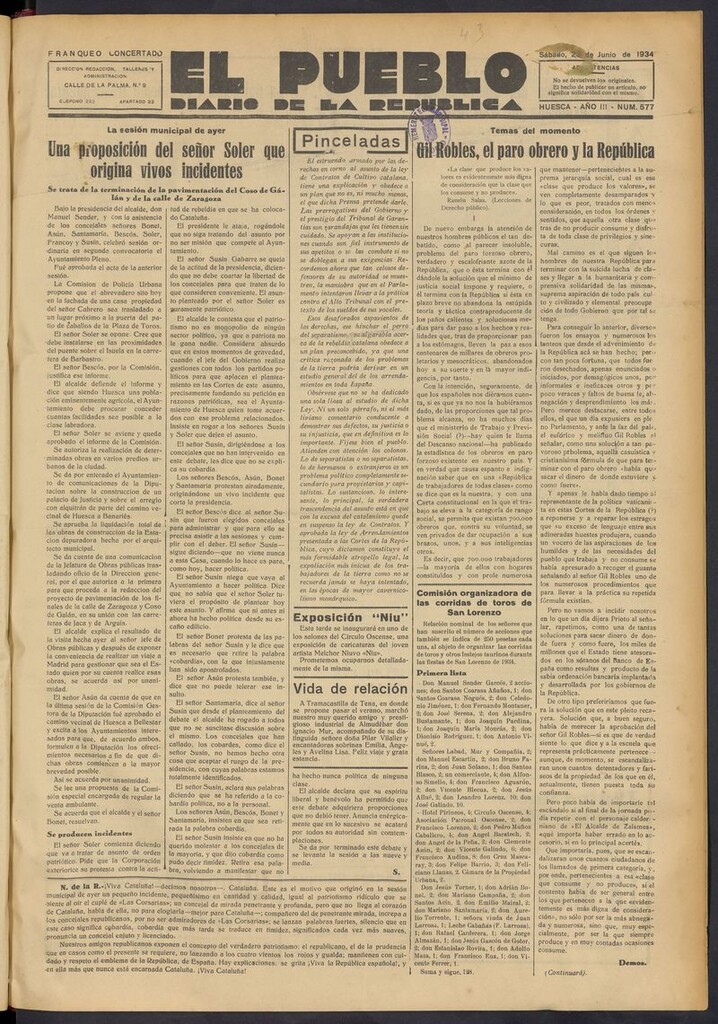 Miniatura de El Pueblo (Huesca. 1932) del 23 de junio de 1934