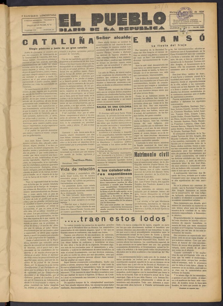 Miniatura de El Pueblo (Huesca. 1932) del 3 de julio de 1934