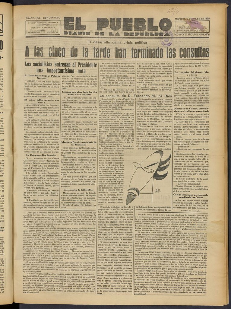 Miniatura de El Pueblo (Huesca. 1932) del 3 de octubre de 1934