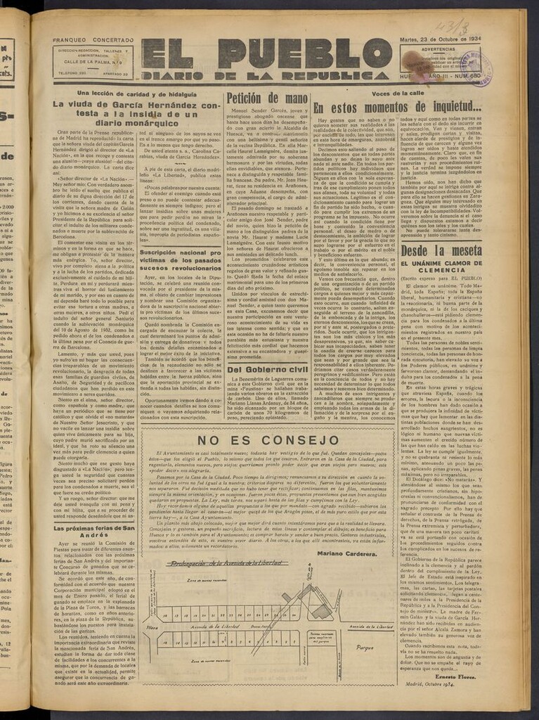 Miniatura de El Pueblo (Huesca. 1932) del 23 de octubre de 1934
