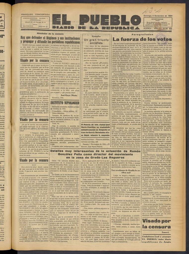 Miniatura de El Pueblo (Huesca. 1932) del 4 de noviembre de 1934