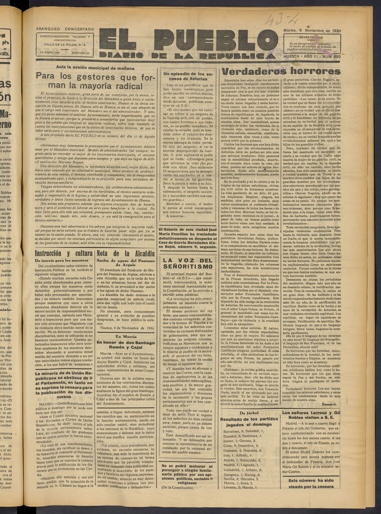 Miniatura de El Pueblo (Huesca. 1932) del 6 de noviembre de 1934