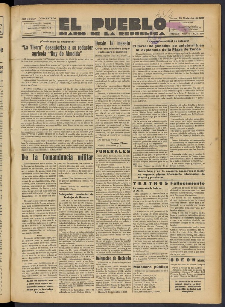 Miniatura de El Pueblo (Huesca. 1932) del 23 de noviembre de 1934