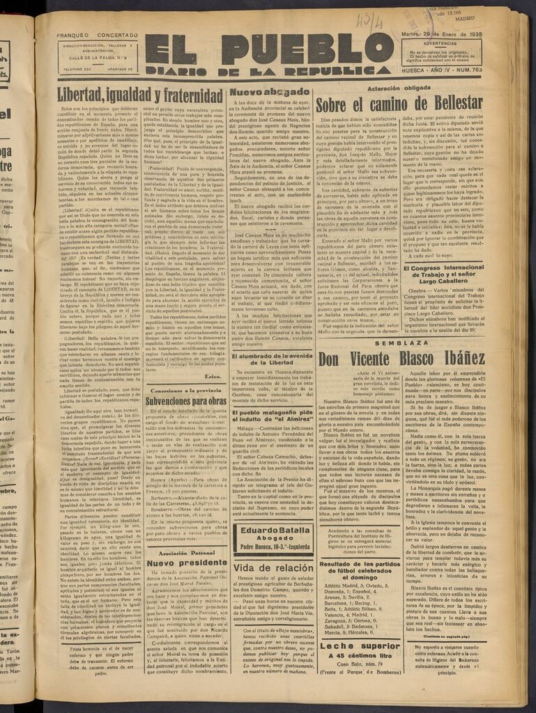 Miniatura de El Pueblo (Huesca. 1932) del 29 de enero de 1935