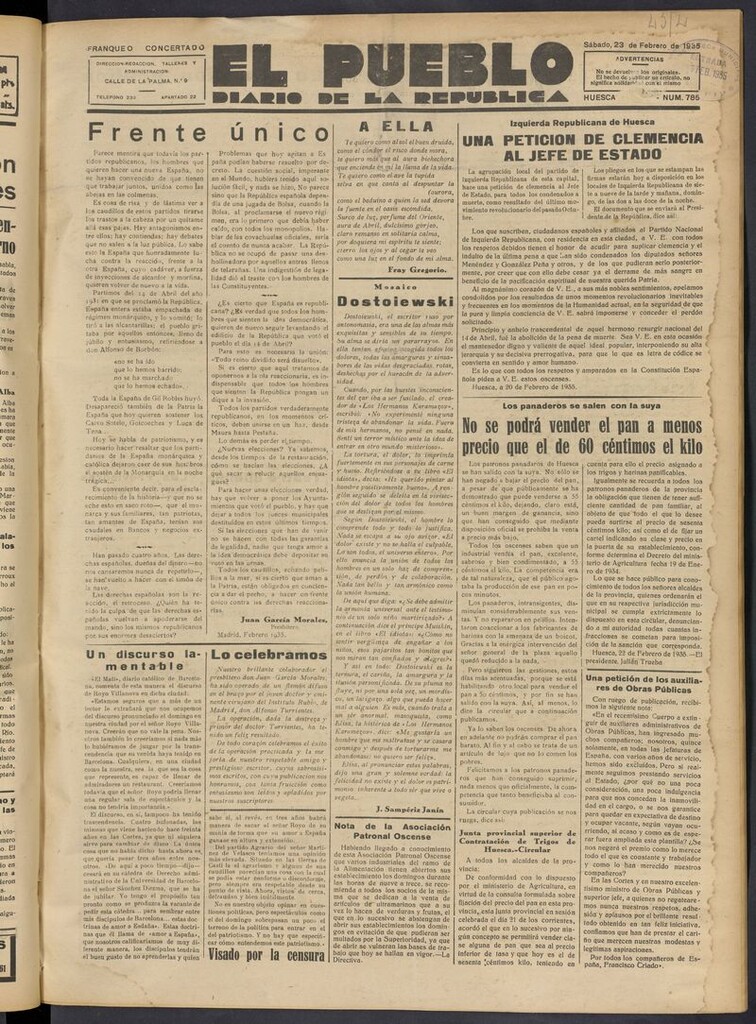 Miniatura de El Pueblo (Huesca. 1932) del 23 de febrero de 1935