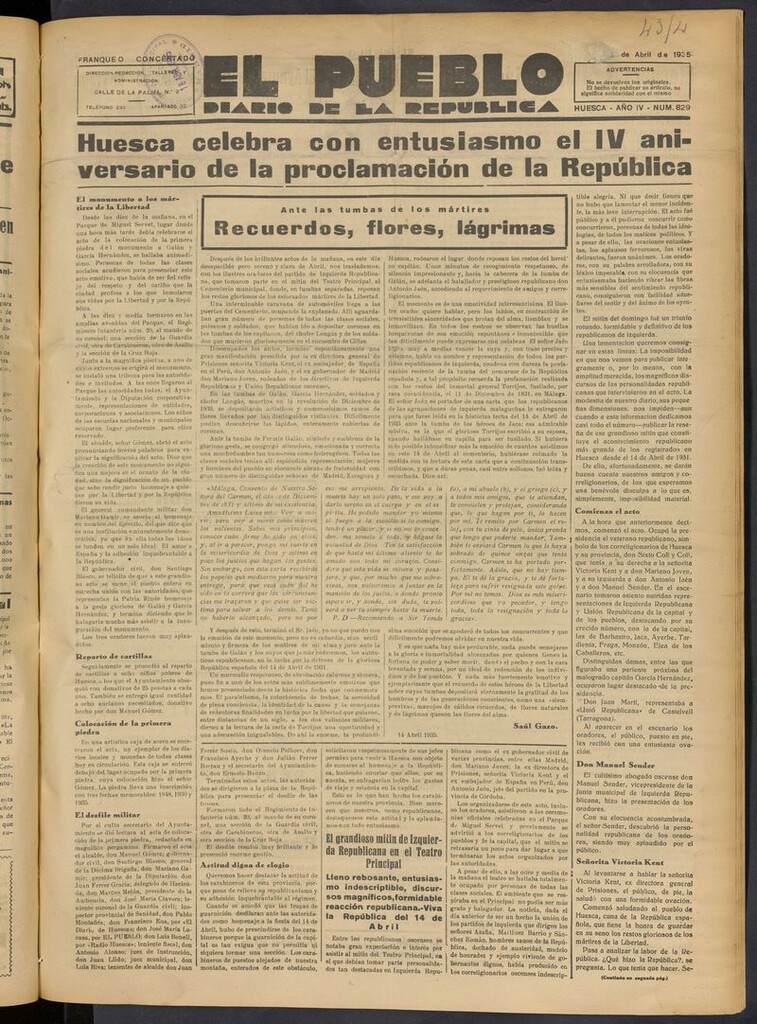 Miniatura de El Pueblo (Huesca. 1932) del 16 de abril de 1935