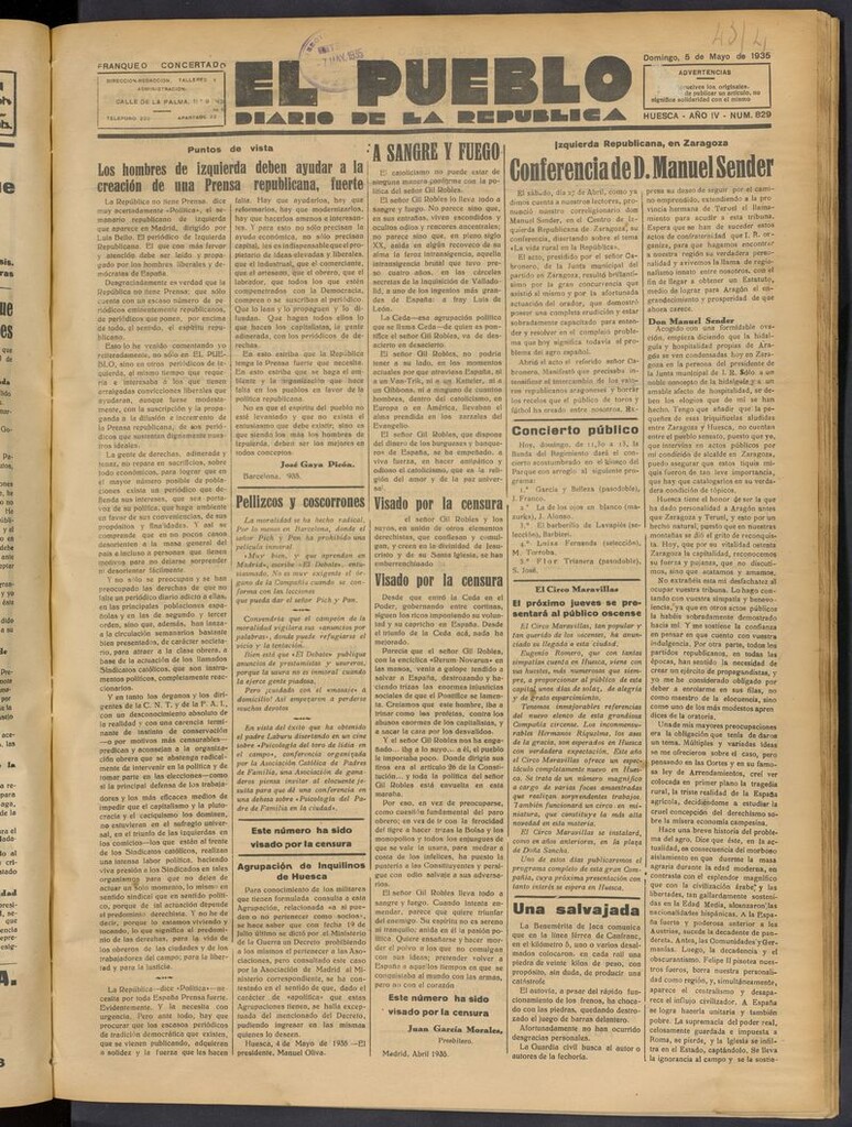 Miniatura de El Pueblo (Huesca. 1932) del 5 de mayo de 1935