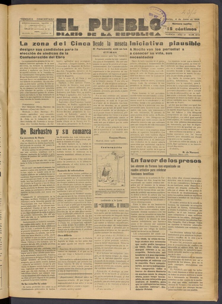 Miniatura de El Pueblo (Huesca. 1932) del 4 de junio de 1935