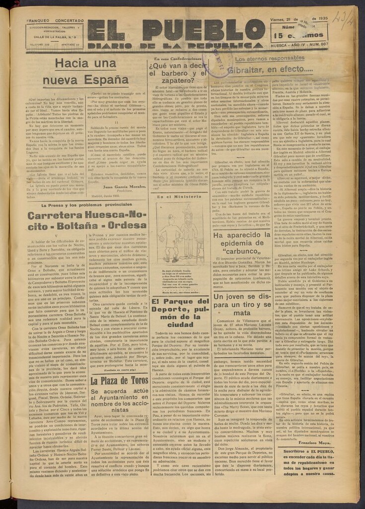 Miniatura de El Pueblo (Huesca. 1932) del 21 de junio de 1935