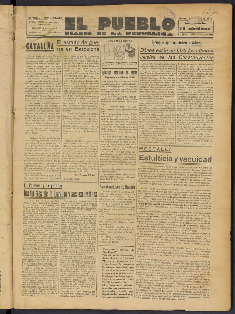 Miniatura de El Pueblo (Huesca. 1932) del 2 de julio de 1935
