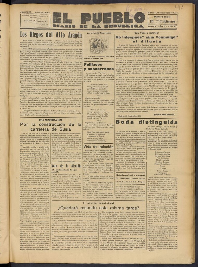 Miniatura de El Pueblo (Huesca. 1932) del 11 de septiembre de 1935