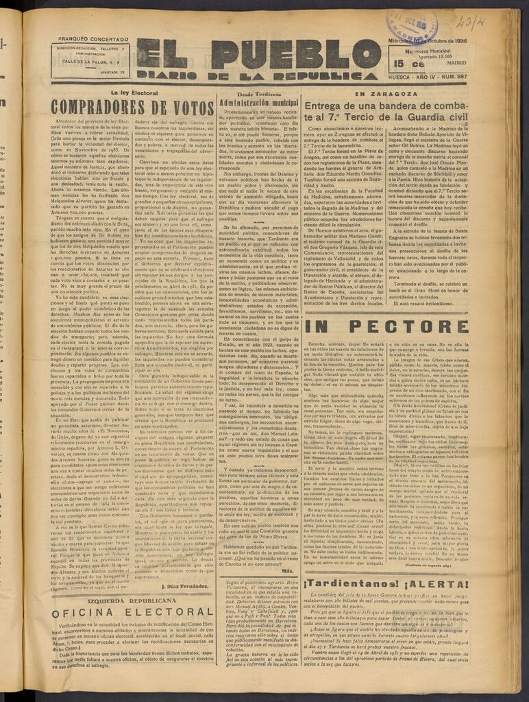 Miniatura de El Pueblo (Huesca. 1932) del 16 de octubre de 1935