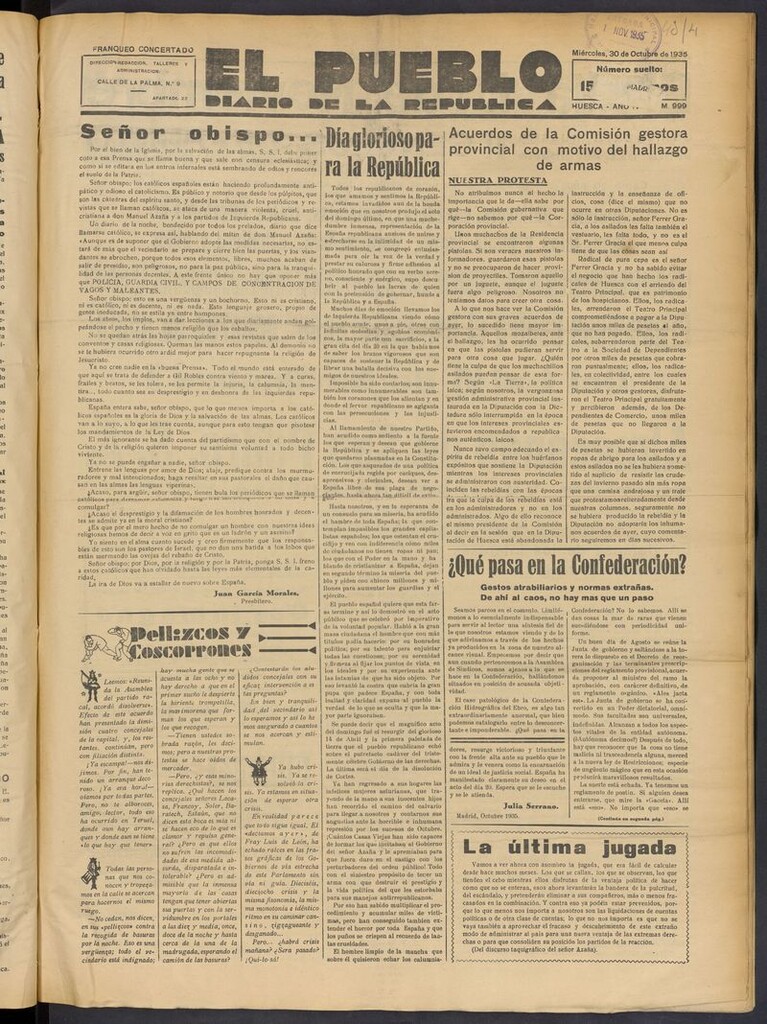 Miniatura de El Pueblo (Huesca. 1932) del 30 de octubre de 1935