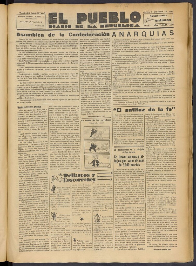 Miniatura de El Pueblo (Huesca. 1932) del 5 de diciembre de 1935