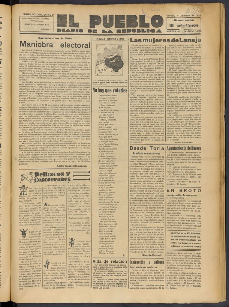 Miniatura de El Pueblo (Huesca. 1932) del 7 de diciembre de 1935