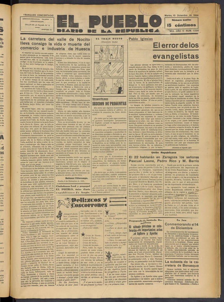 Miniatura de El Pueblo (Huesca. 1932) del 10 de diciembre de 1935