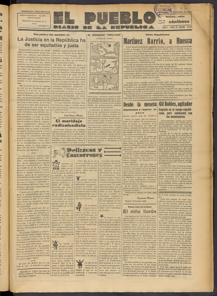 Miniatura de El Pueblo (Huesca. 1932) del 18 de diciembre de 1935