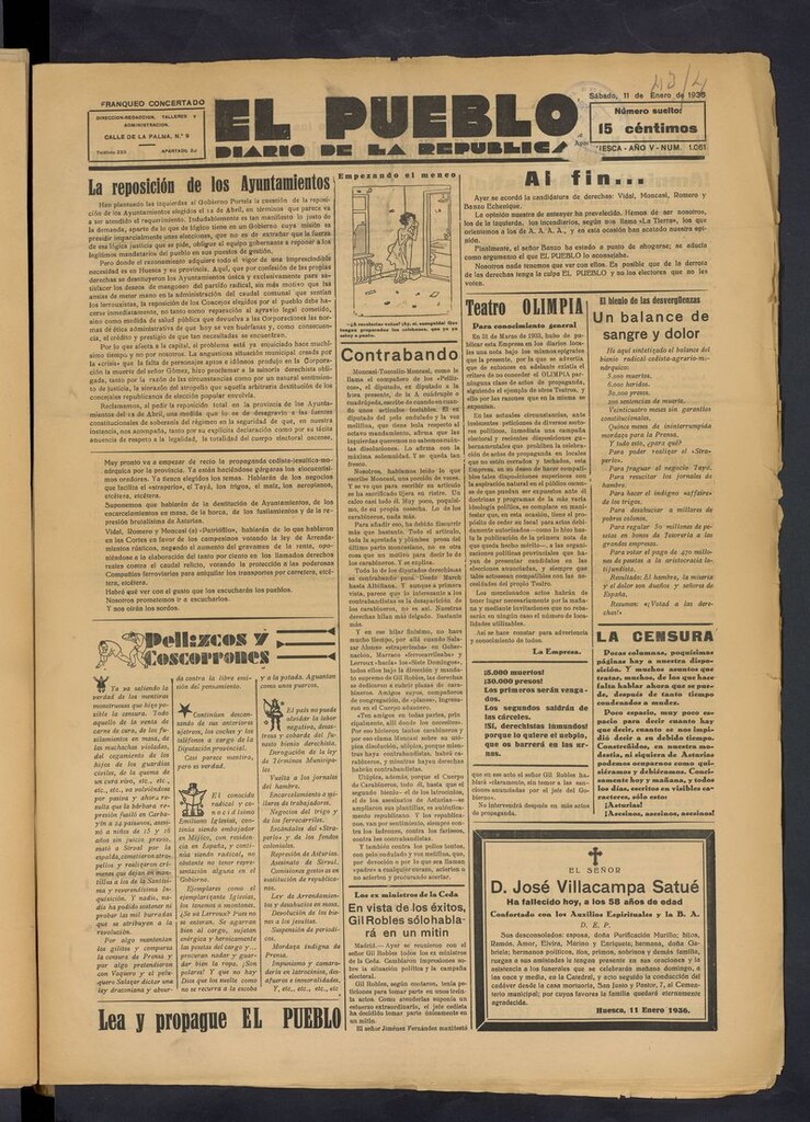 Miniatura de El Pueblo (Huesca. 1932) del 11 de enero de 1936