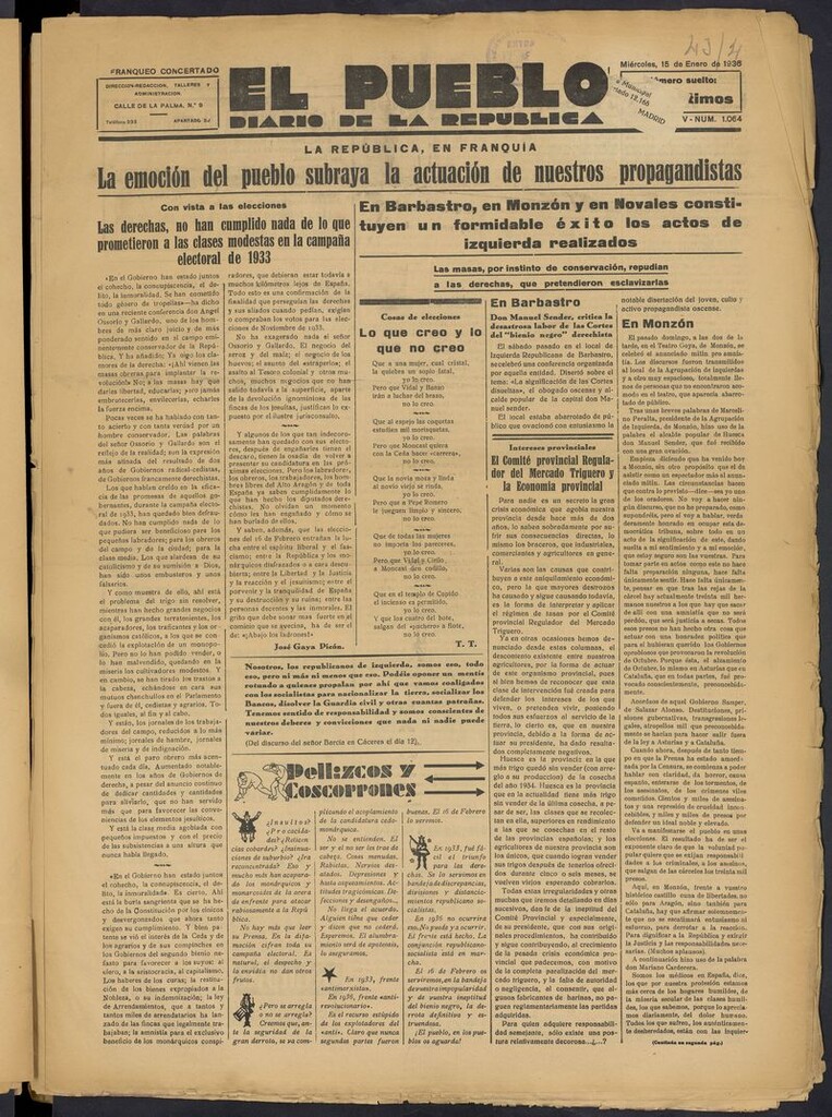 Miniatura de El Pueblo (Huesca. 1932) del 15 de enero de 1936