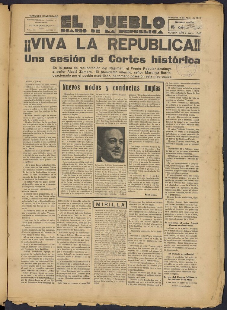 Miniatura de El Pueblo (Huesca. 1932) del 8 de abril de 1936