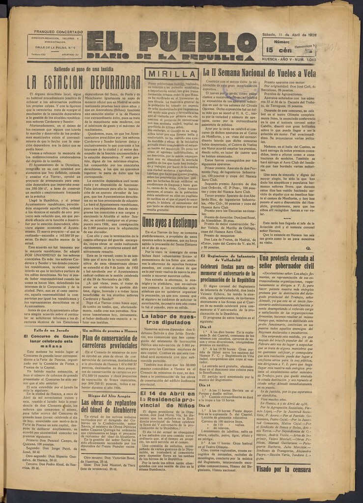 Miniatura de El Pueblo (Huesca. 1932) del 11 de abril de 1936