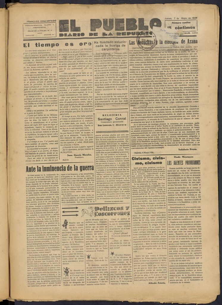 Miniatura de El Pueblo (Huesca. 1932) del 7 de mayo de 1936