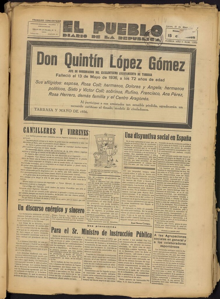 Miniatura de El Pueblo (Huesca. 1932) del 21 de mayo de 1936