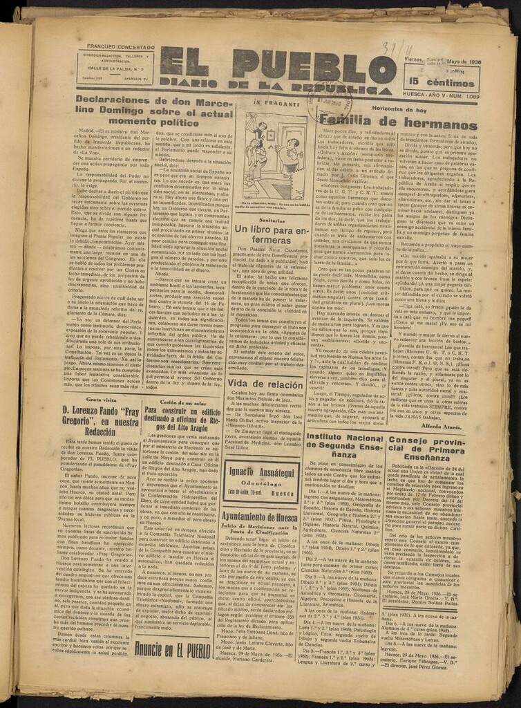 Miniatura de El Pueblo (Huesca. 1932) del 29 de mayo de 1936